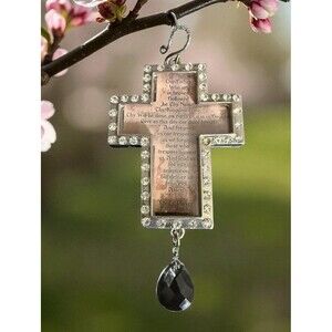 Davinci Cross Pendent With Teardrop Crystal  Lords’s Prayer
